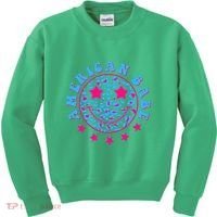 Cute Funny American Babe Leopard Print Smiley Emoji Kids Sweatshirt thumb 0