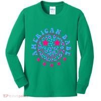 Cute Funny American Babe Leopard Print Smiley Emoji Kids Long Sleeve Shirt thumb 0