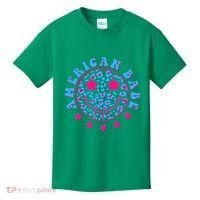 Cute Funny American Babe Leopard Print Smiley Emoji Kids T-Shirt thumb 0