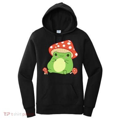 Cottagecore Frog Aesthetic Cute Frog With Mushroom Hat Women's Hoodie