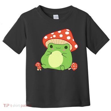 Cottagecore Frog Aesthetic Cute Frog With Mushroom Hat Toddler T-Shirt