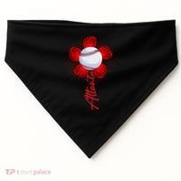 Cute Flower Atlanta Retro Baseball Lover Game Day USA-Made Doggie Bandana thumb 0