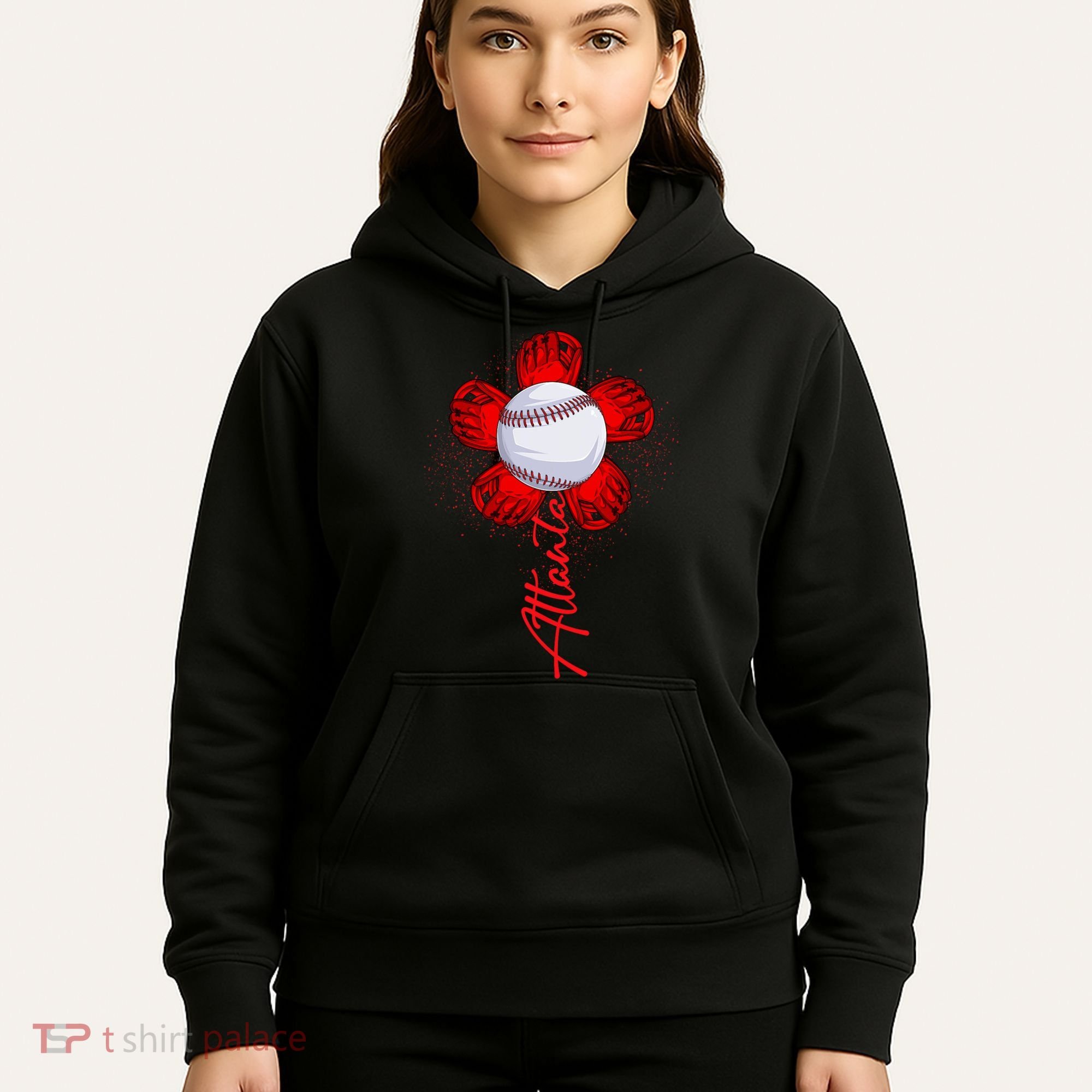 Cute Flower Atlanta Retro Baseball Lover Game Day Hoodie