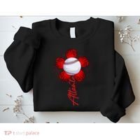 Cute Flower Atlanta Retro Baseball Lover Game Day Sweatshirt thumb 2