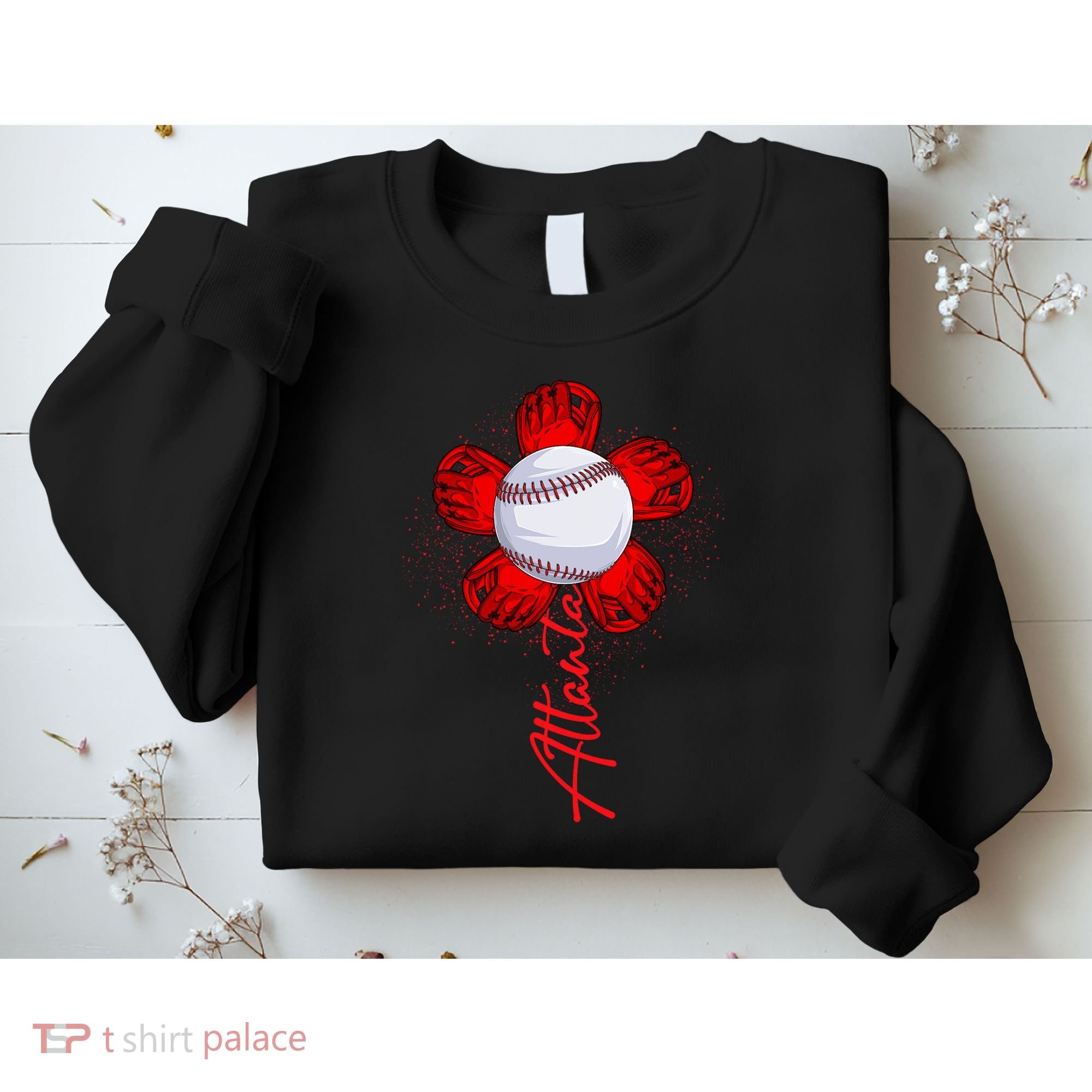 Cute Flower Atlanta Retro Baseball Lover Game Day Sweatshirt