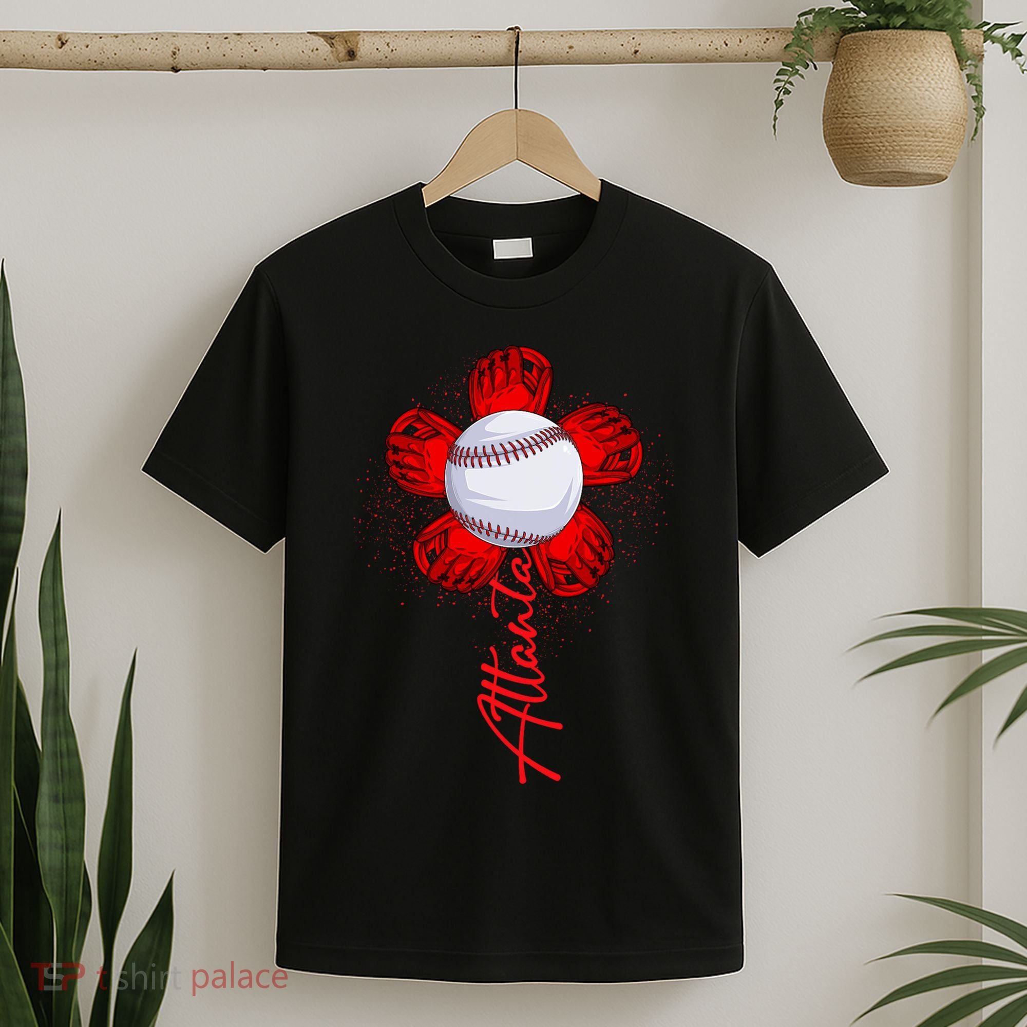 Cute Flower Atlanta Retro Baseball Lover Game Day T-Shirt