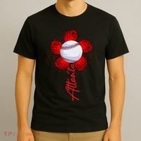 Cute Flower Atlanta Retro Baseball Lover Game Day T-Shirt thumb 3