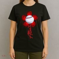 Cute Flower Atlanta Retro Baseball Lover Game Day T-Shirt thumb 4