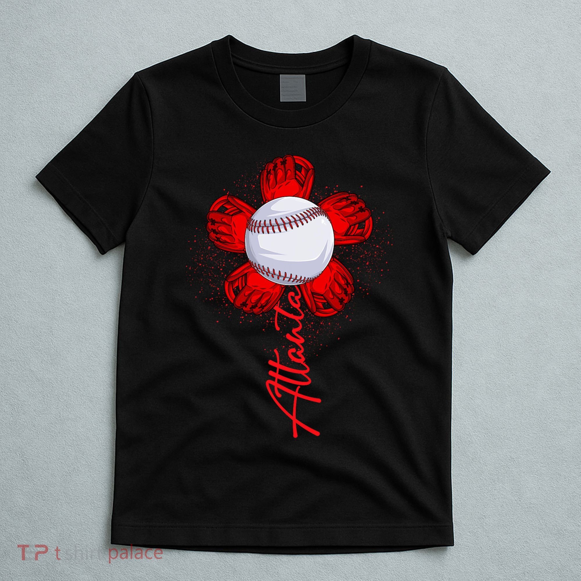 Cute Flower Atlanta Retro Baseball Lover Game Day T-Shirt