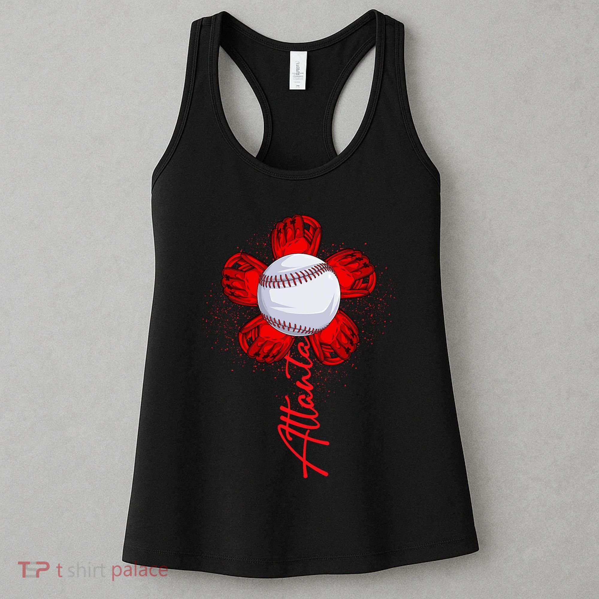 Cute Flower Atlanta Retro Baseball Lover Game Day Women's Tank Top
