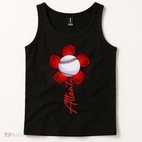 Cute Flower Atlanta Retro Baseball Lover Game Day Tank Top thumb 2