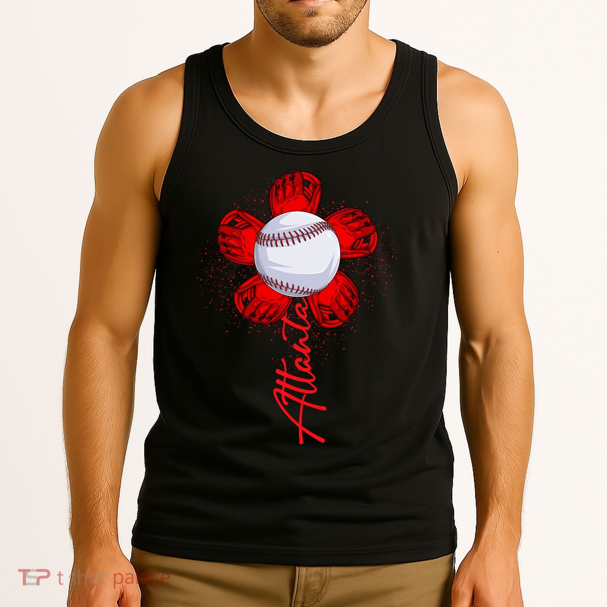 Cute Flower Atlanta Retro Baseball Lover Game Day Tank Top