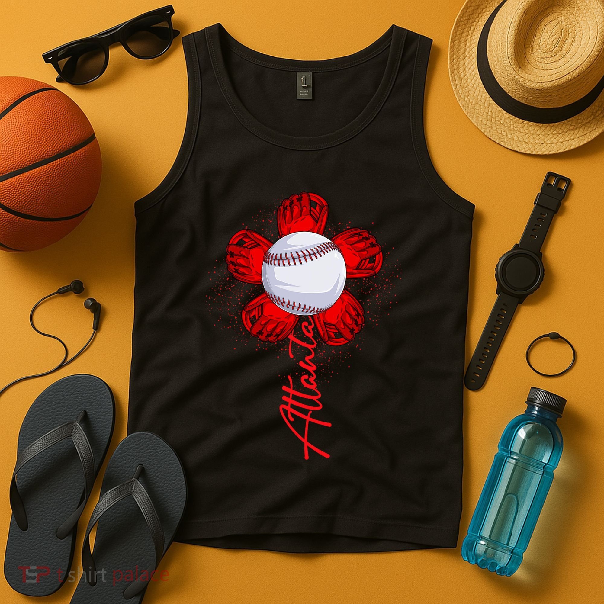 Cute Flower Atlanta Retro Baseball Lover Game Day Tank Top