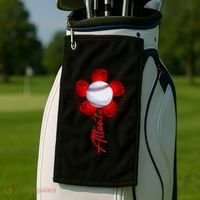 Cute Flower Atlanta Retro Baseball Lover Game Day Golf Towel thumb 2