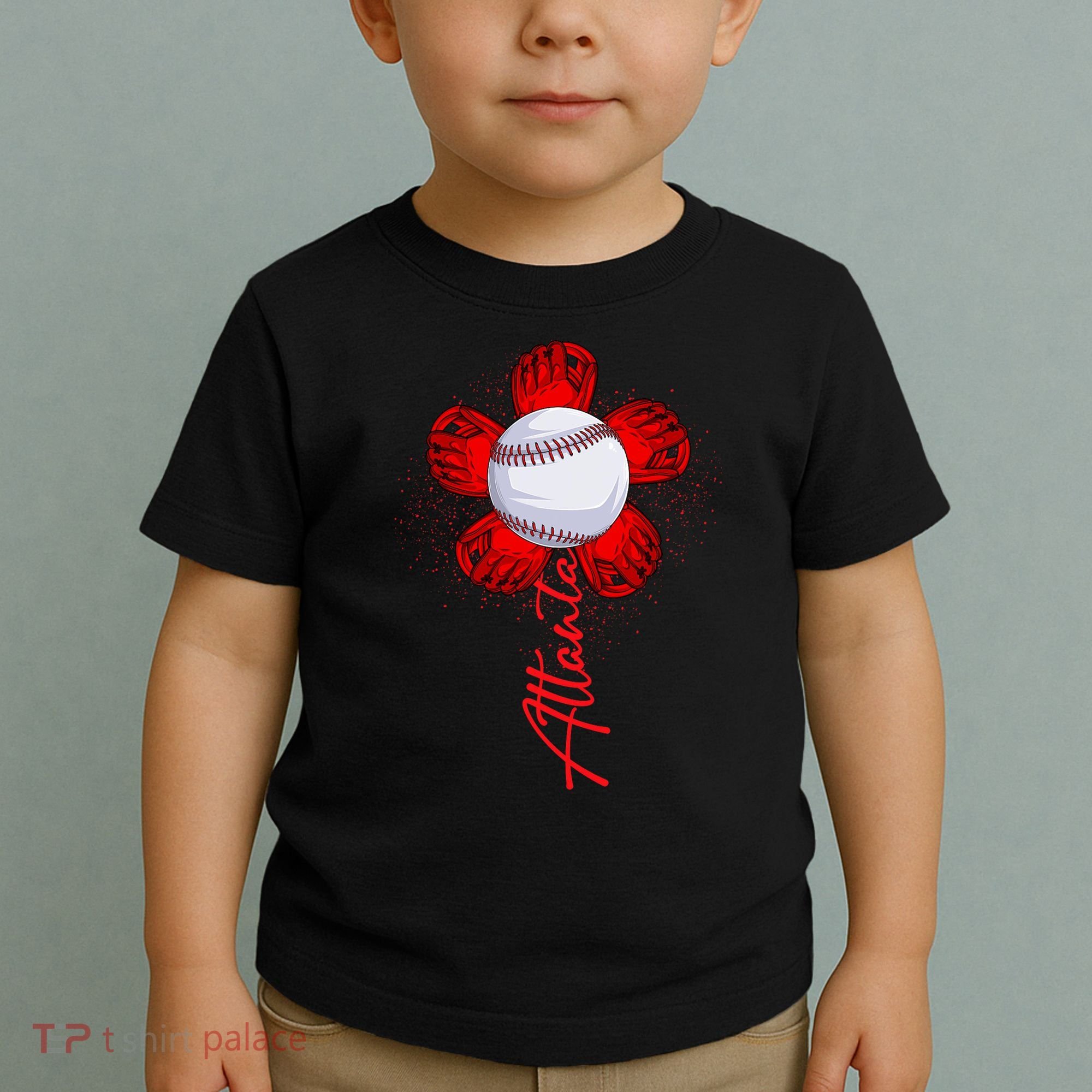 Cute Flower Atlanta Retro Baseball Lover Game Day Toddler T-Shirt
