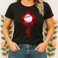 Cute Flower Atlanta Retro Baseball Lover Game Day Women's T-Shirt thumb 2