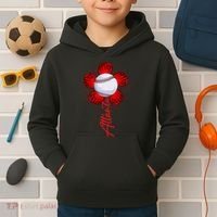 Cute Flower Atlanta Retro Baseball Lover Game Day Kids Hoodie thumb 2