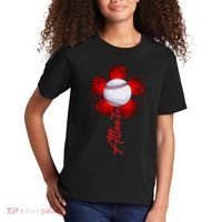 Cute Flower Atlanta Retro Baseball Lover Game Day Kids T-Shirt thumb 2
