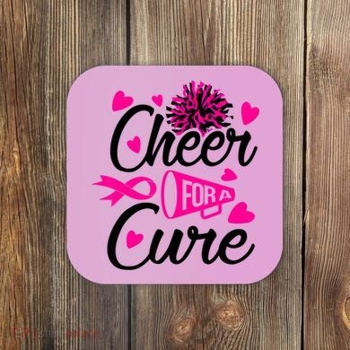 Cheer For A Cure Breast Cancer Awareness Coaster
