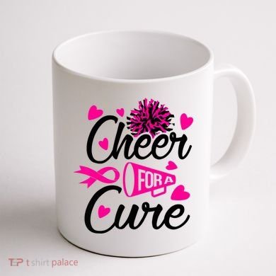 Cheer For A Cure Breast Cancer Awareness Coffee Mug back