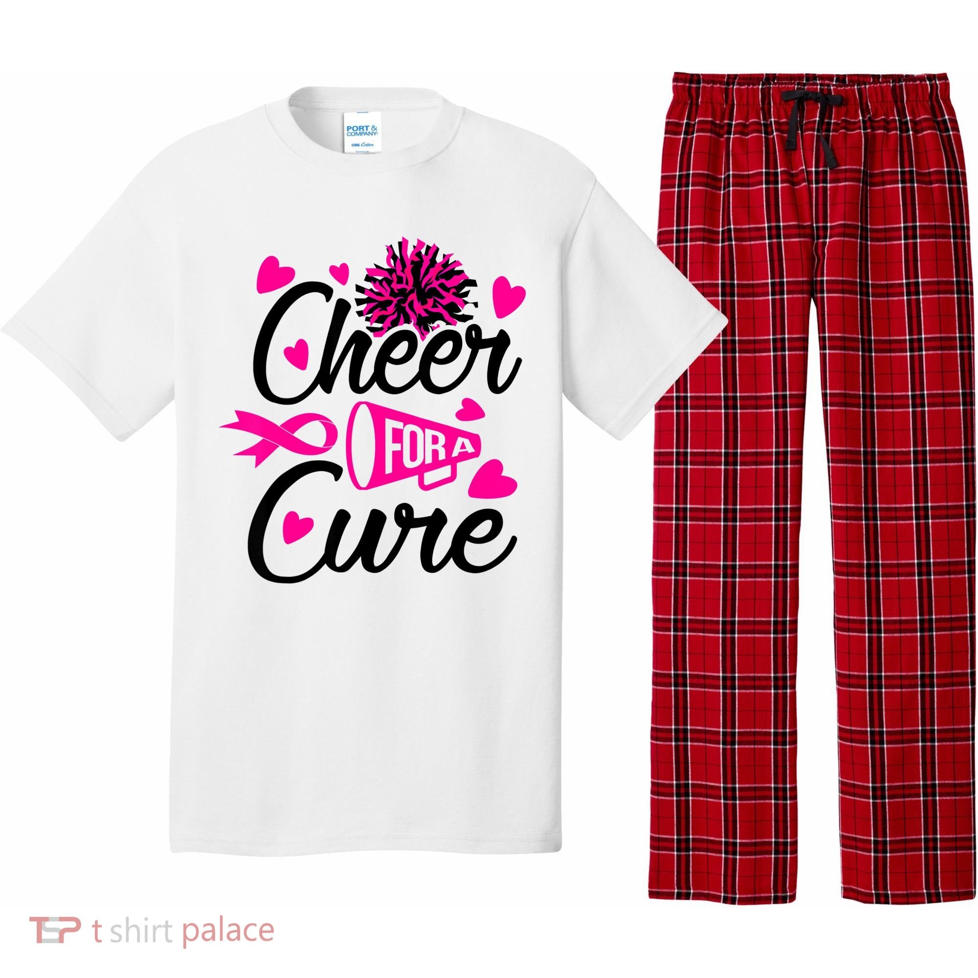 Cheer For A Cure Breast Cancer Awareness Pajama Set