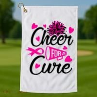 Cheer For A Cure Breast Cancer Awareness Golf Towel thumb 1