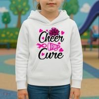 Cheer For A Cure Breast Cancer Awareness Kids Hoodie thumb 3