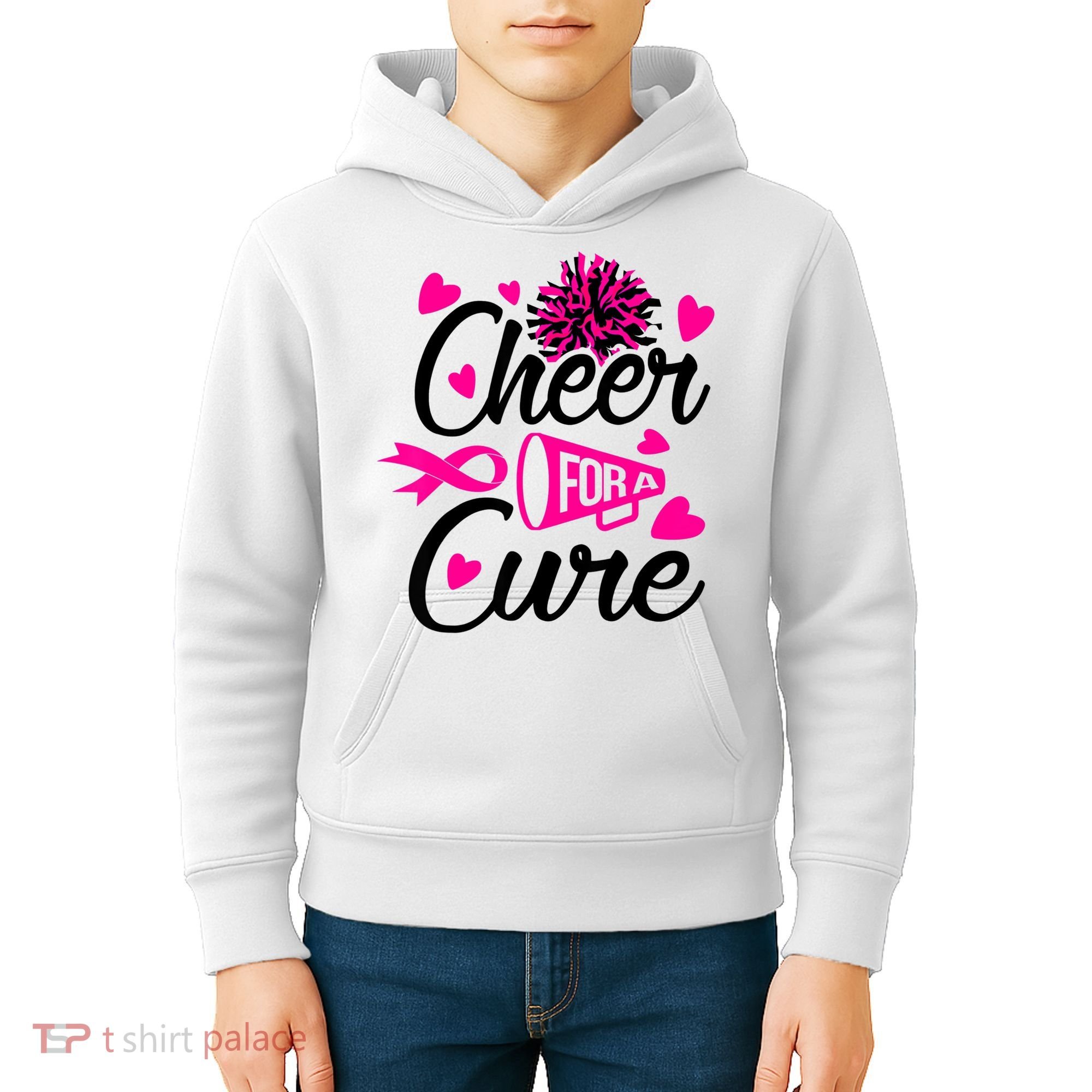 Cheer For A Cure Breast Cancer Awareness Kids Hoodie