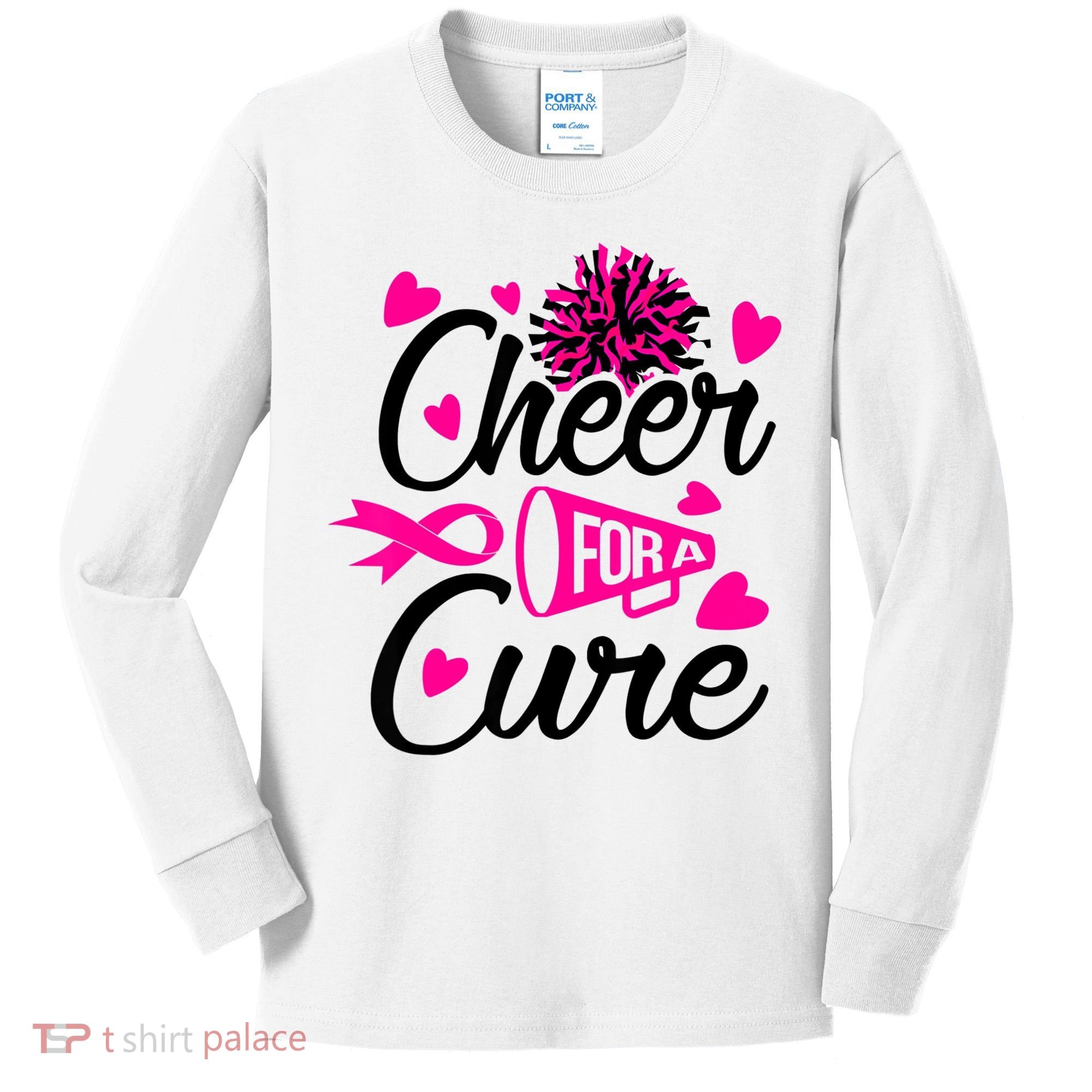 Cheer For A Cure Breast Cancer Awareness Kids Long Sleeve Shirt
