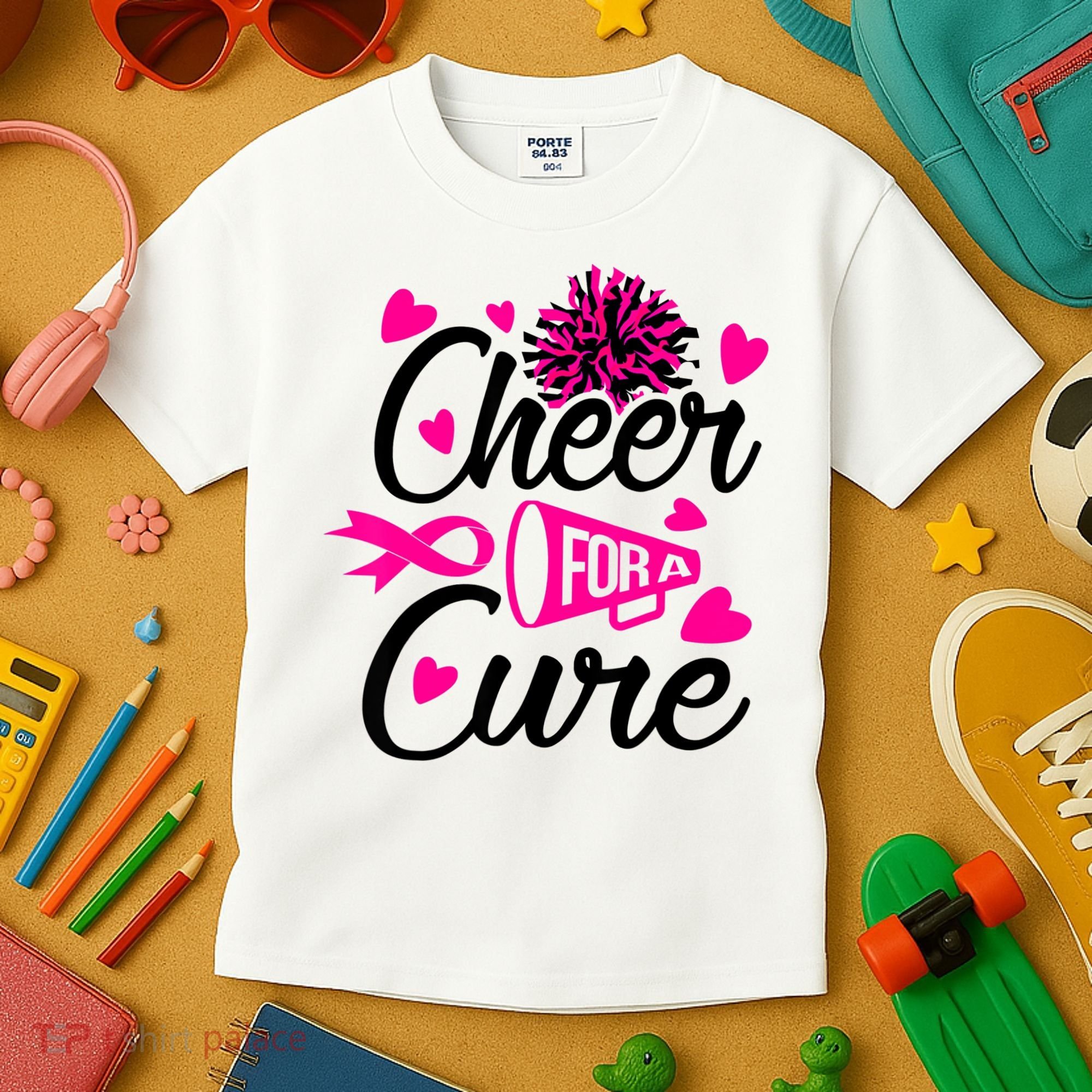 Cheer For A Cure Breast Cancer Awareness Kids T-Shirt