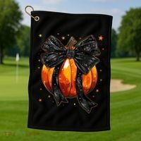 Cute Fall Autumn Halloween Pumpkin Golf Towel thumb 1
