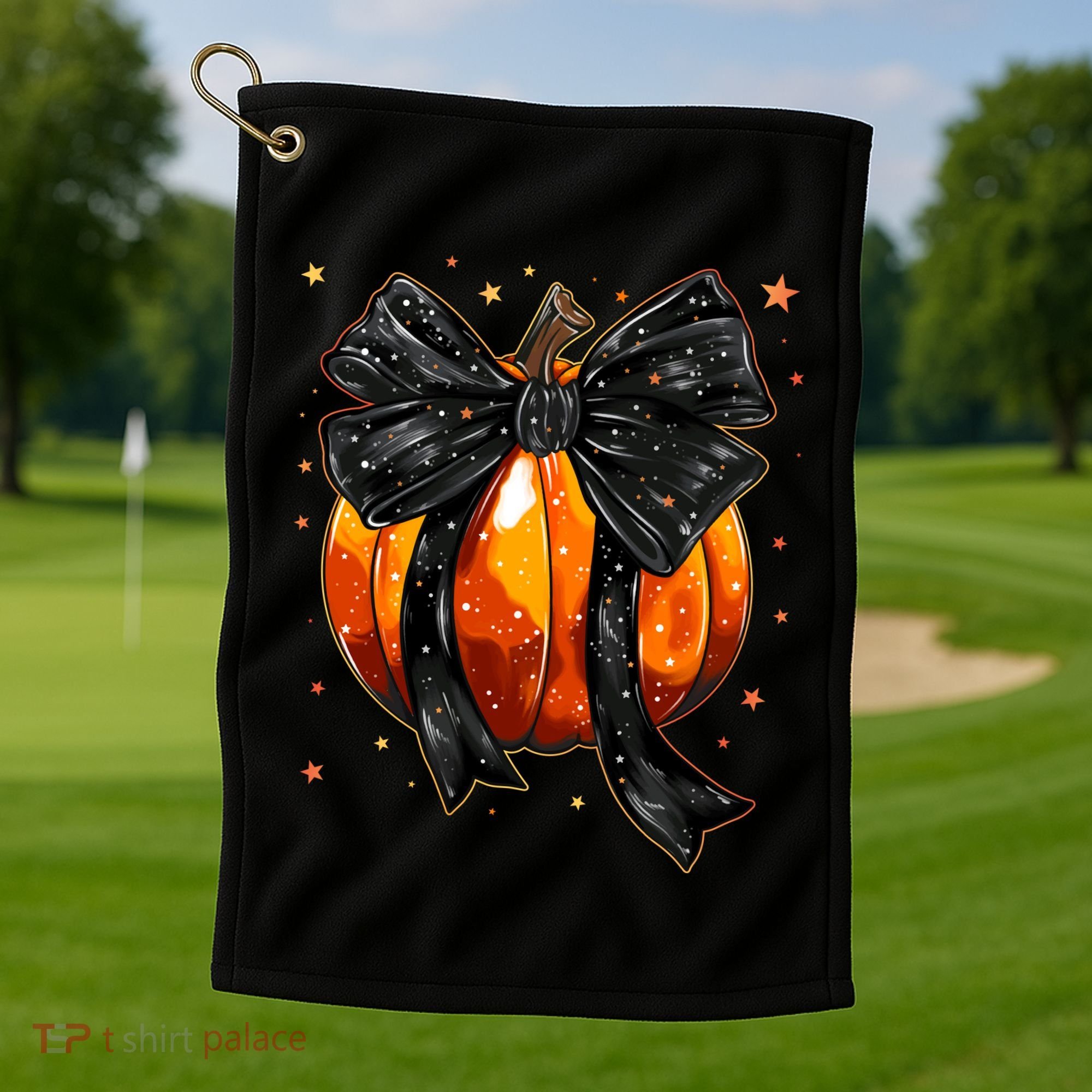 Cute Fall Autumn Halloween Pumpkin Golf Towel