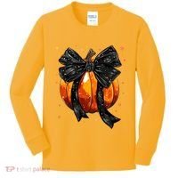 Cute Fall Autumn Halloween Pumpkin Kids Long Sleeve Shirt thumb 0