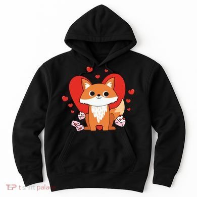 Cute Fox Animal Valentine Gift For Valentine Day Hoodie