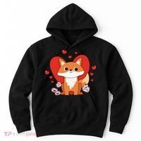 Cute Fox Animal Valentine Gift For Valentine Day Hoodie thumb 0