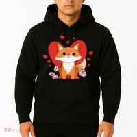 Cute Fox Animal Valentine Gift For Valentine Day Hoodie thumb 2