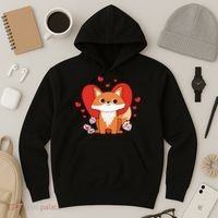 Cute Fox Animal Valentine Gift For Valentine Day Hoodie thumb 3