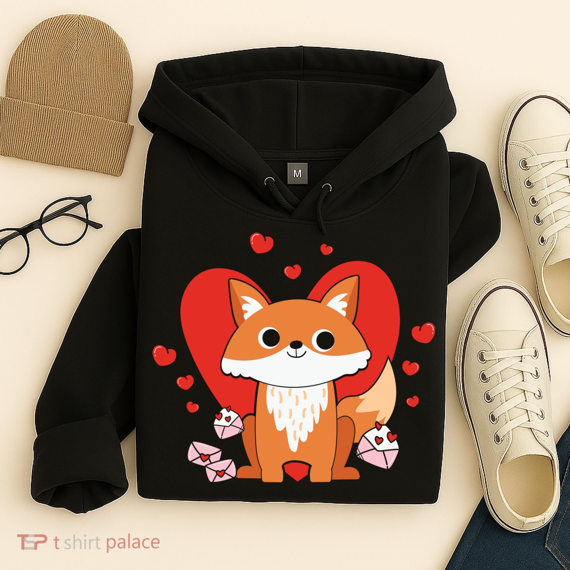Cute Fox Animal Valentine Gift For Valentine Day Hoodie