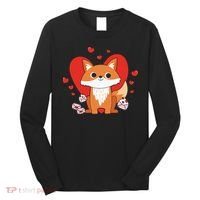 Cute Fox Animal Valentine Gift For Valentine Day Long Sleeve Shirt thumb 0