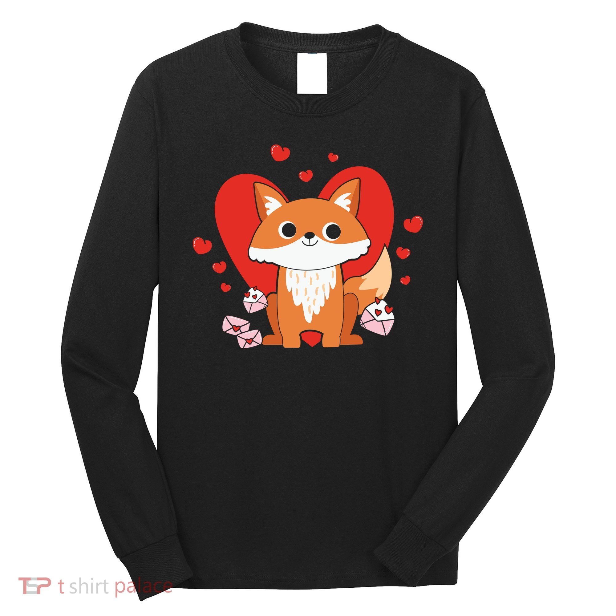 Cute Fox Animal Valentine Gift For Valentine Day Long Sleeve Shirt