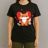 Cute Fox Animal Valentine Gift For Valentine Day T-Shirt thumb 4