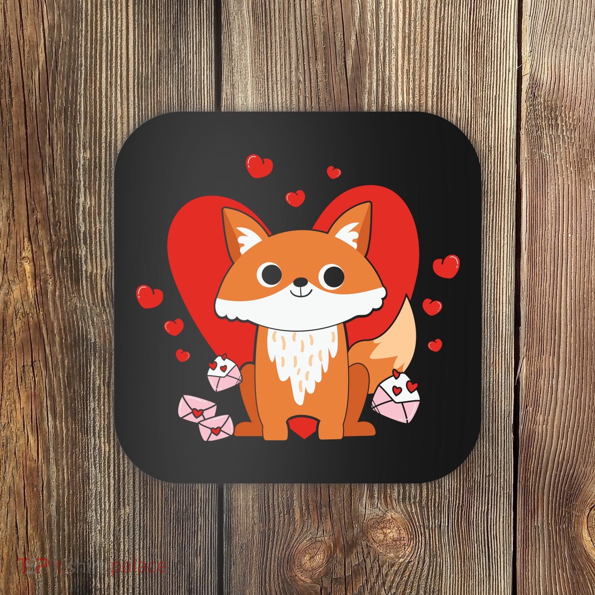 Cute Fox Animal Valentine Gift For Valentine Day Coaster