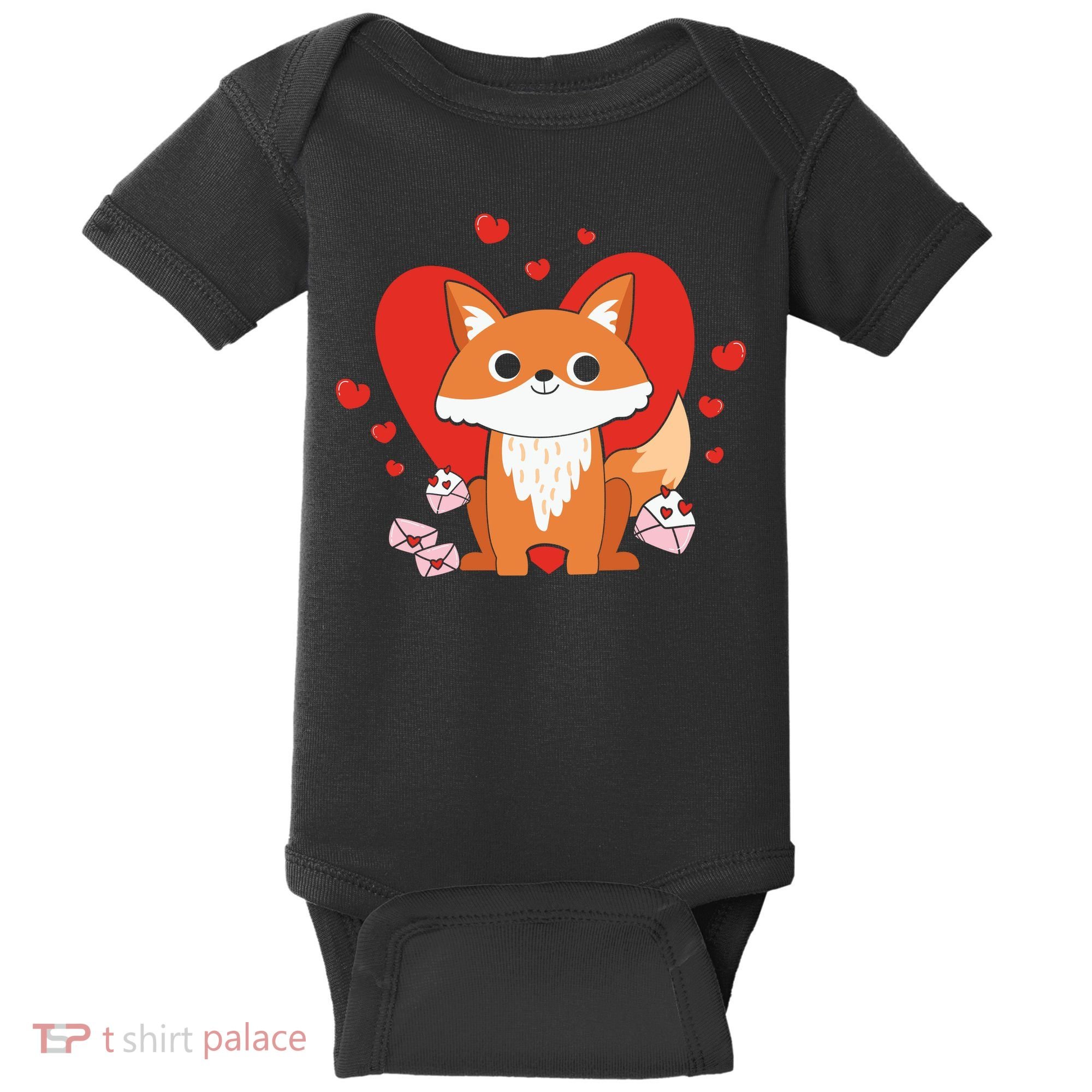 Cute Fox Animal Valentine Gift For Valentine Day Baby Bodysuit