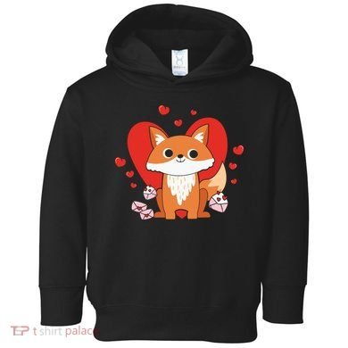 Cute Fox Animal Valentine Gift For Valentine Day Toddler Hoodie