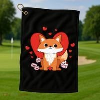 Cute Fox Animal Valentine Gift For Valentine Day Golf Towel thumb 1