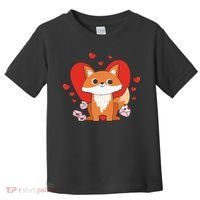 Cute Fox Animal Valentine Gift For Valentine Day Toddler T-Shirt thumb 0