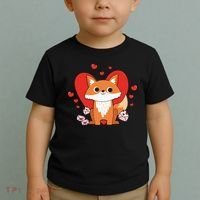 Cute Fox Animal Valentine Gift For Valentine Day Toddler T-Shirt thumb 2