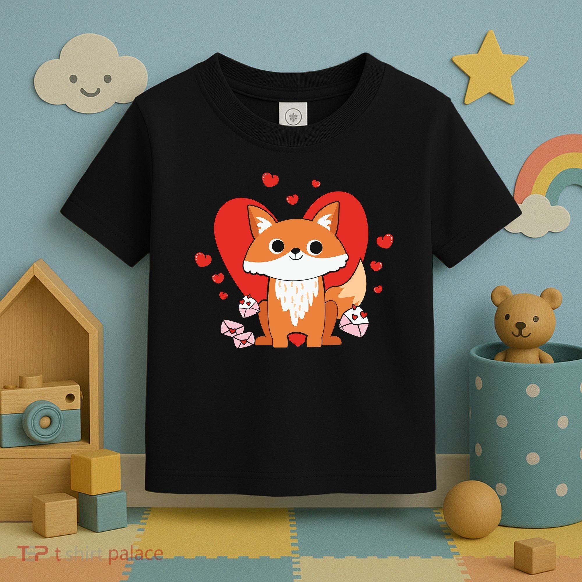 Cute Fox Animal Valentine Gift For Valentine Day Toddler T-Shirt