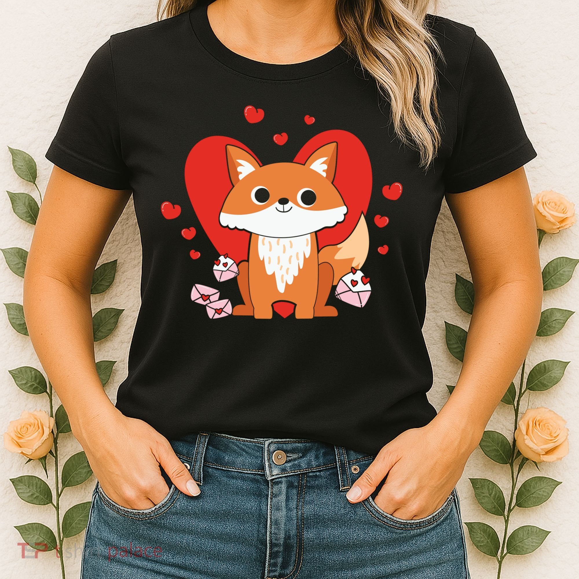 Cute Fox Animal Valentine Gift For Valentine Day Women's T-Shirt