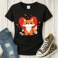 Cute Fox Animal Valentine Gift For Valentine Day Women's T-Shirt thumb 3